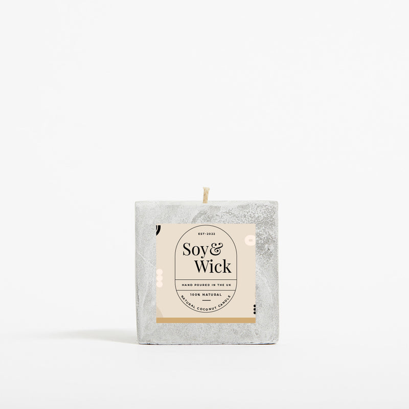 Aromatherapy Soy Candle in 6cm Concrete Pot - Marble - SM-003-01