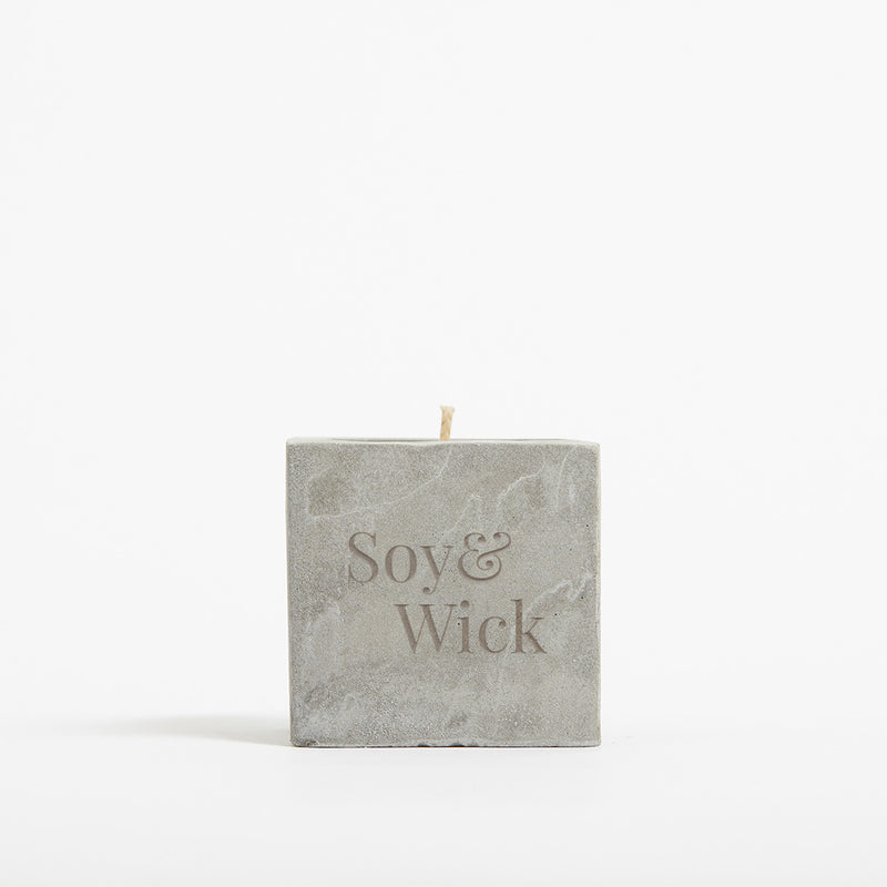 Aromatherapy Soy Candle in 6cm Concrete Pot - Grey - Printed - SM-003-03