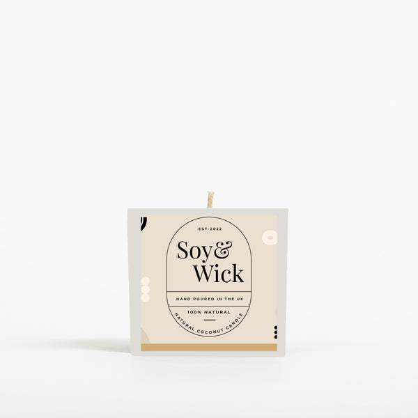 Aromatherapy Soy Candle in 6cm Aluminium Pot - White - Printed - SM-003-11