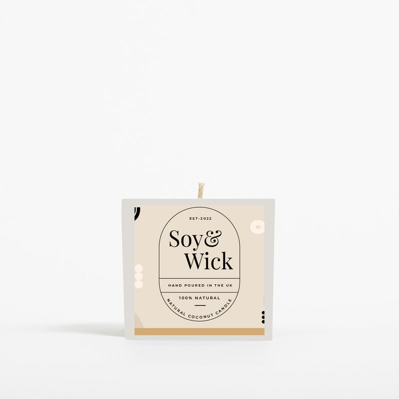 Aromatherapy Soy Candle in 6cm Aluminium Pot - White - Printed - SM-003-11