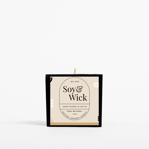 Aromatherapy Soy Candle in 6cm Aluminium Pot - Black - Printed - SM-003-12