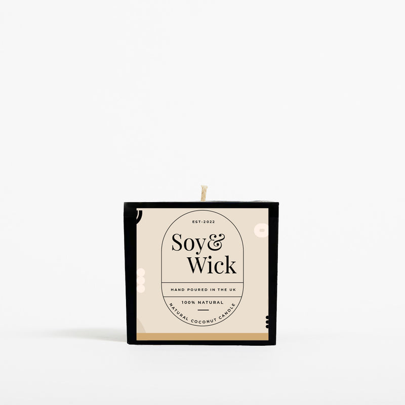 Aromatherapy Soy Candle in 6cm Aluminium Pot - Black - Printed - SM-003-12