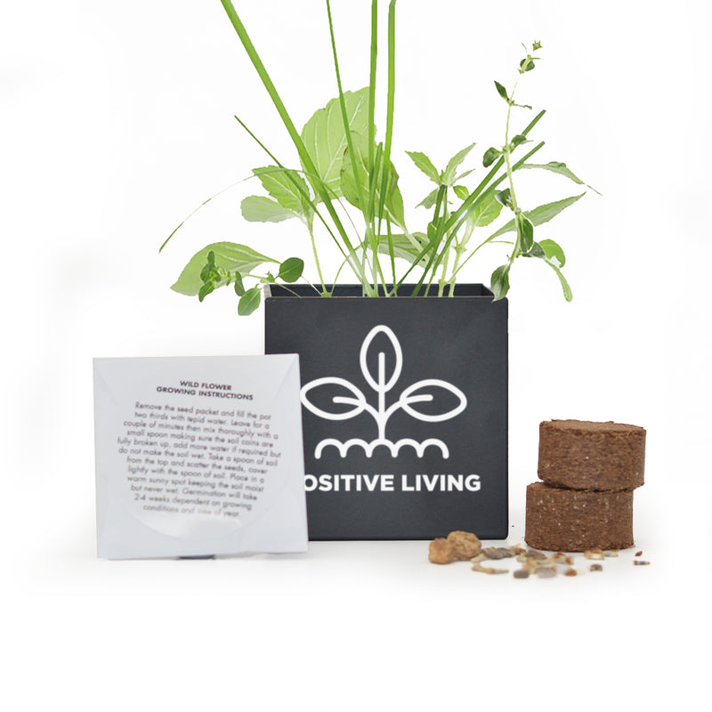 Grow Kit 6cm Aluminium Pot - Black - Printed - SM-005-12